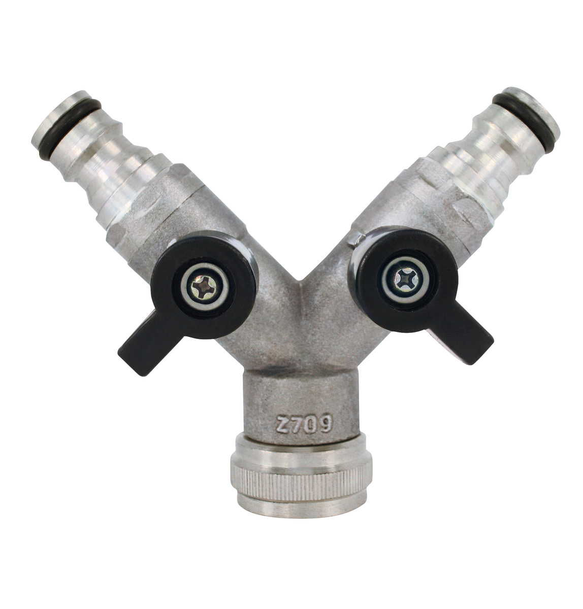 3-weg klik aansl., 2 afsluitventielen 3/4”